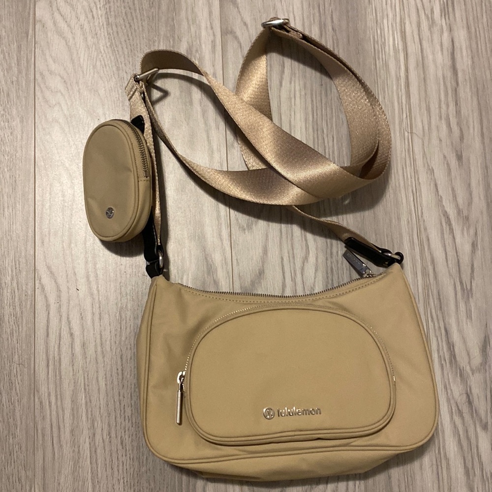 Tan Crossbody Bag with Pouch